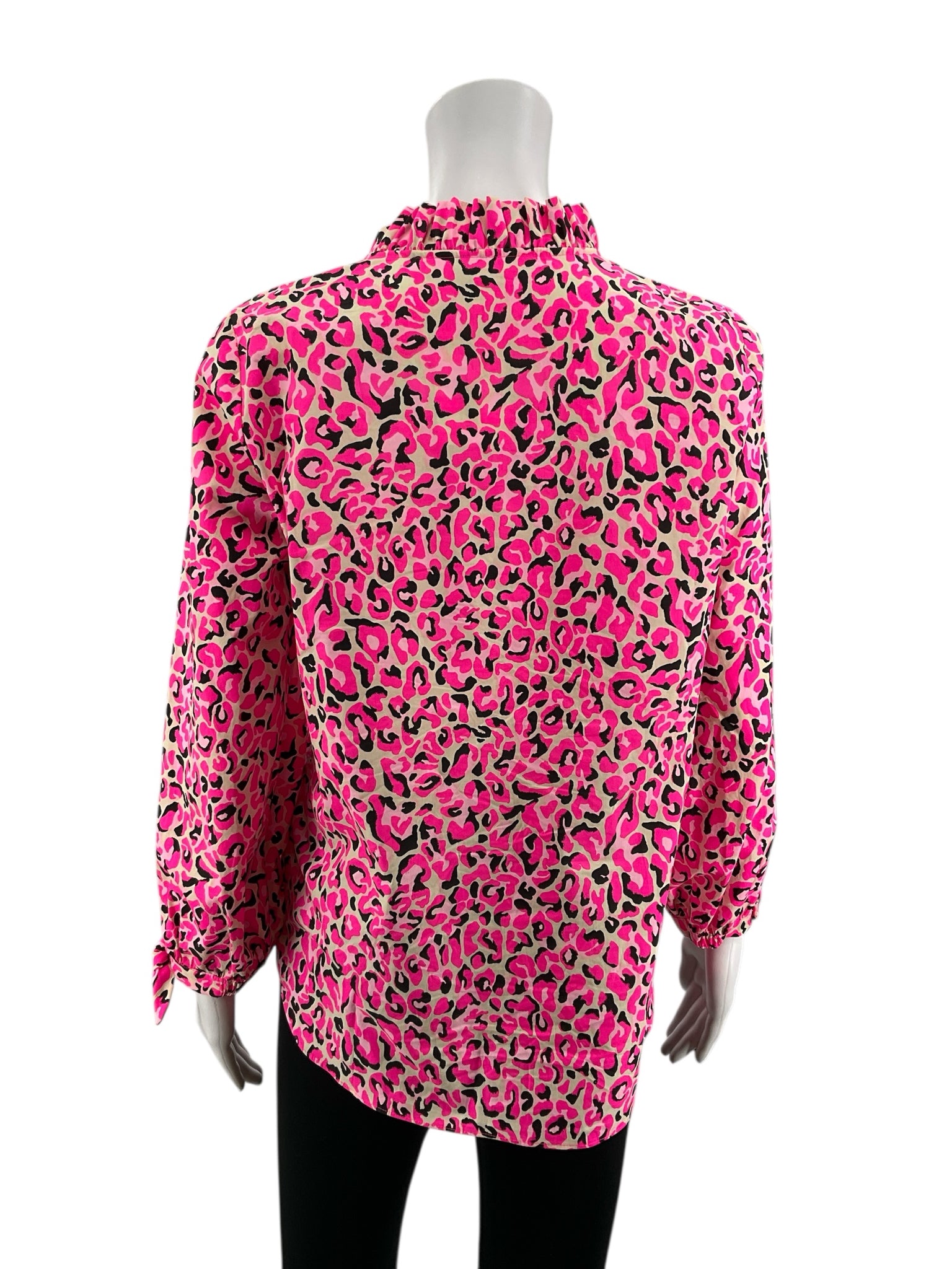 Lilly Pulitzer pink/black Long Sleeve Nevis Top Hotty Pink Big Flirt Animal Print Tunic Size Small - Size S