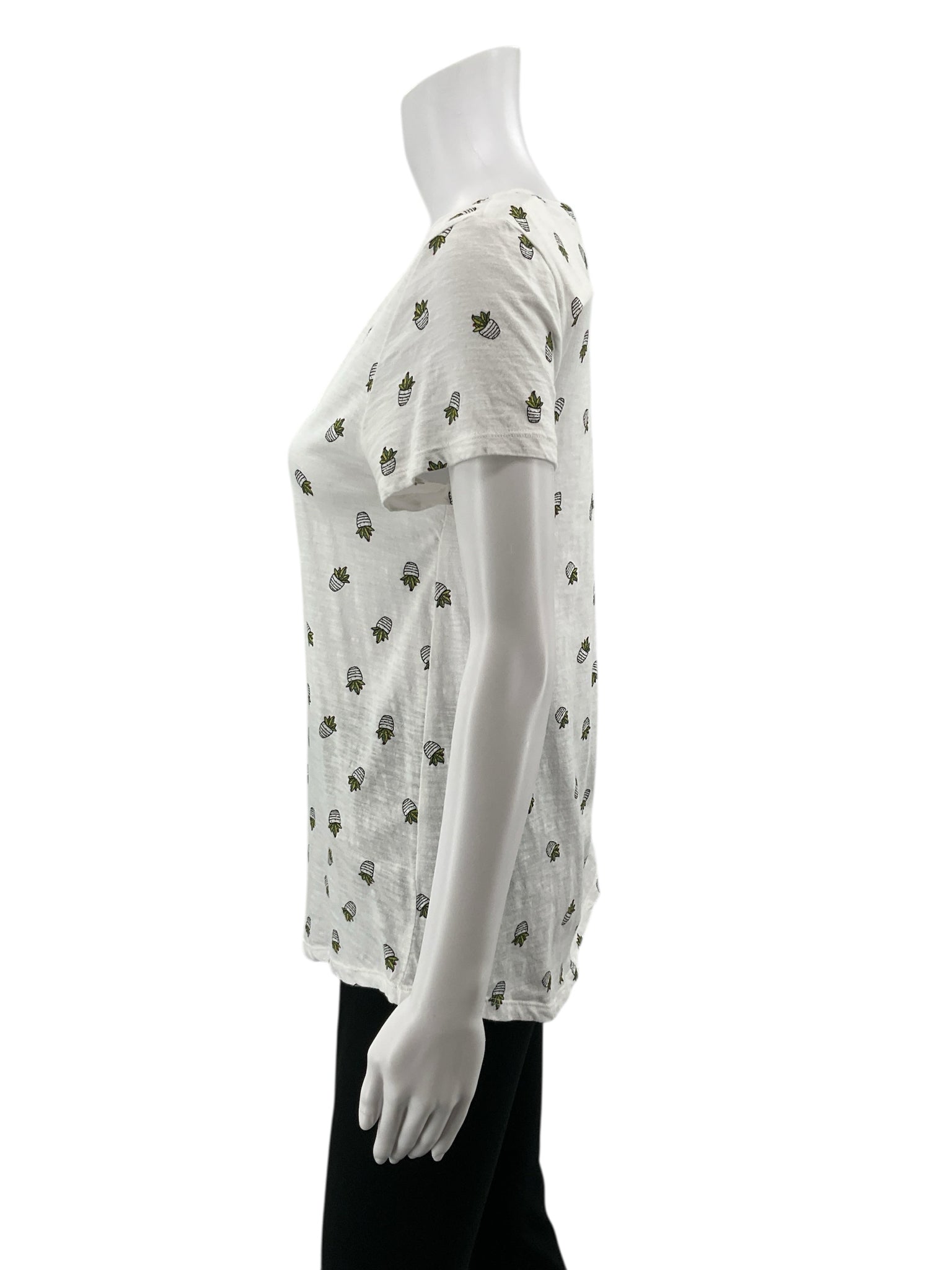Loft White Sleeveless White Succulent Plant Print Short Sleeve Tee T-Shirt Size Small - Size S