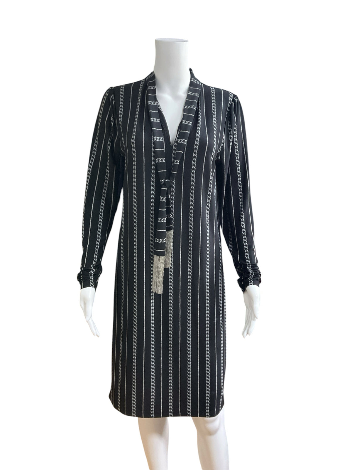 Michael Kors Pre-Owned Michael Kors Chain Print Long Sleeve Dress Black, Gray Size M - ONLINE ONLY