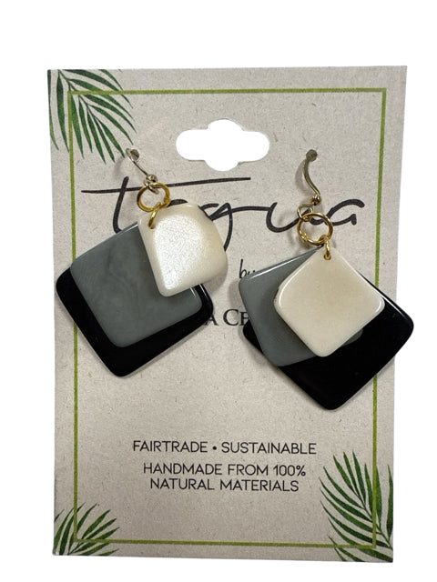 Tegara by Oka Craft Fair Trade Tagua Geometric Drop Earrings