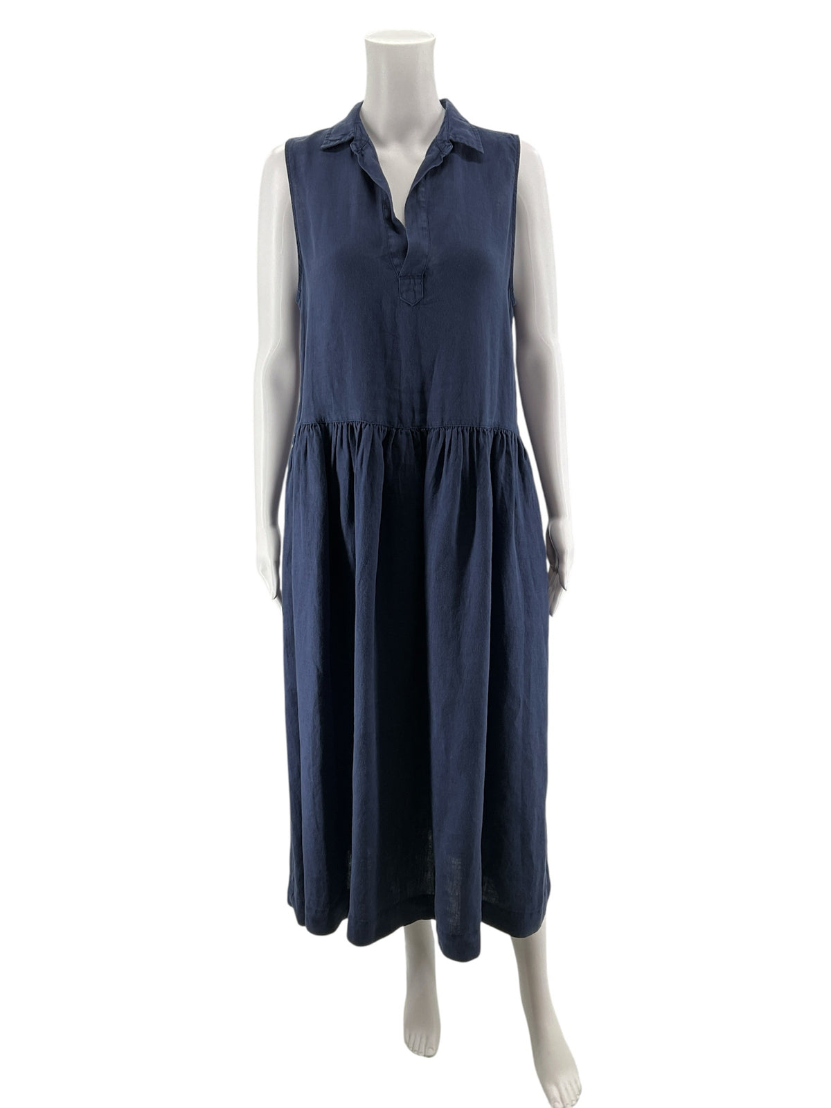 Frank & Eileen Daphne Sleeveless Navy Blue 100% Linen Maxi Dress Size Small - ONLINE ONLY