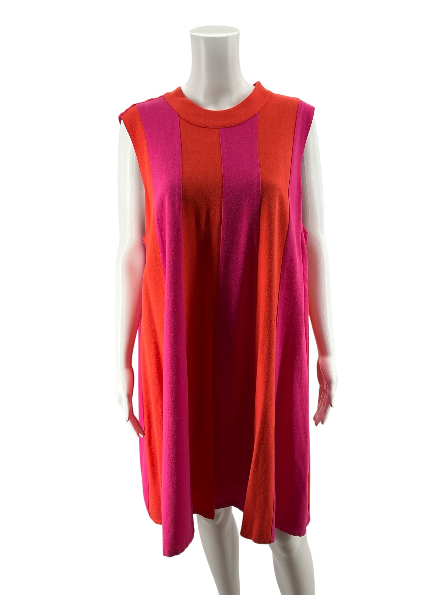THML Colorblock Stripe Tie-Back Swing Dress Size XL 16 Pink Red