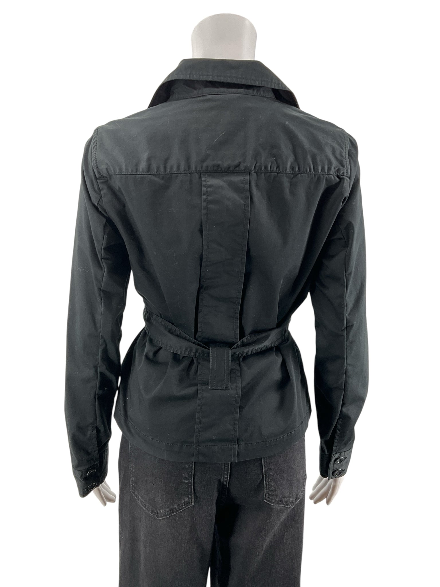 Old Navy Black Cotton Stretch Utility Jacket with Belt | Size Small - ONLINE ONLY