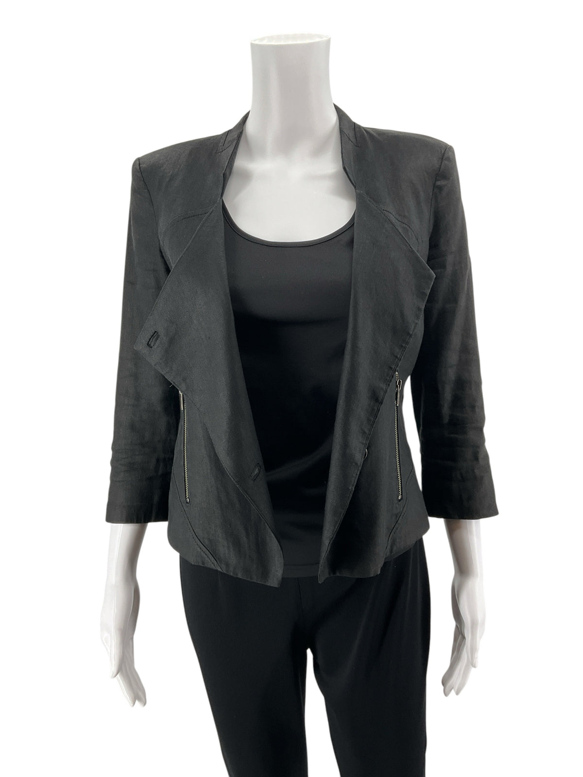 Helmut Lang Asymmetrical Drape Front Blazer Jacket Black Size XS/S