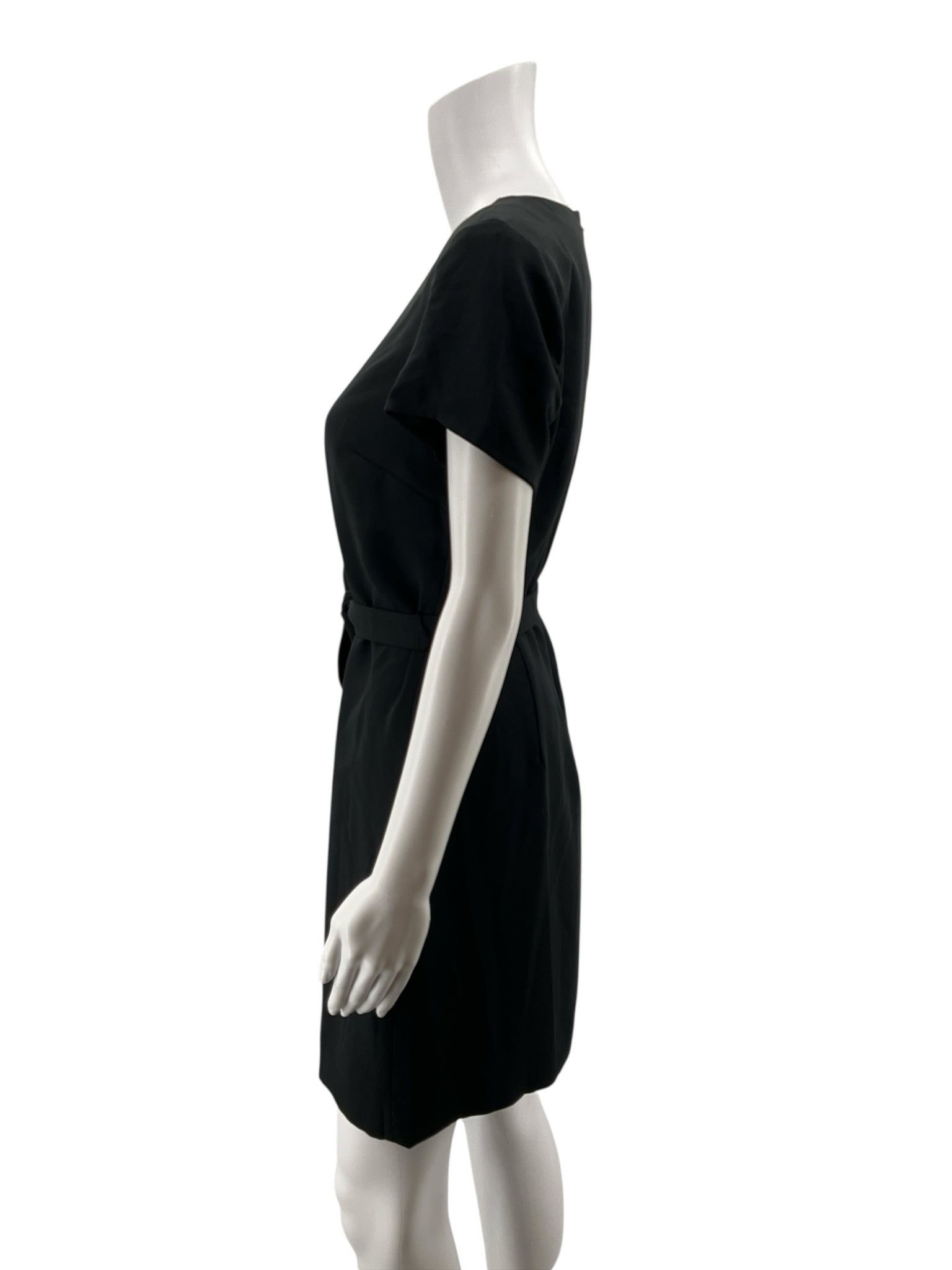 J.Crew Black Tie-Waist Short Sleeve Shift Dress Size 4