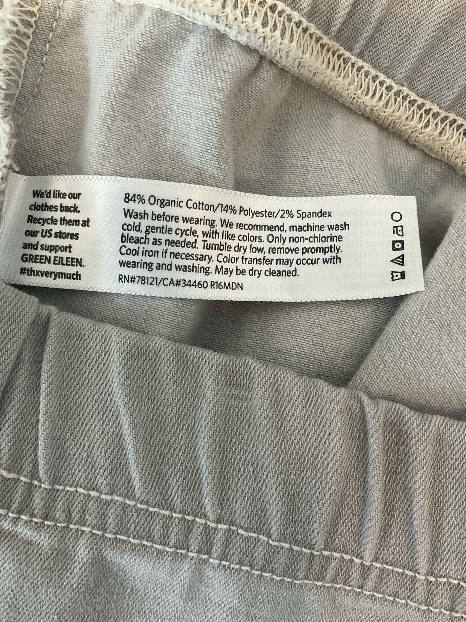 Eileen Fisher Gray Organic Cotton Stretch Jersey Pull-On Pants Size Small