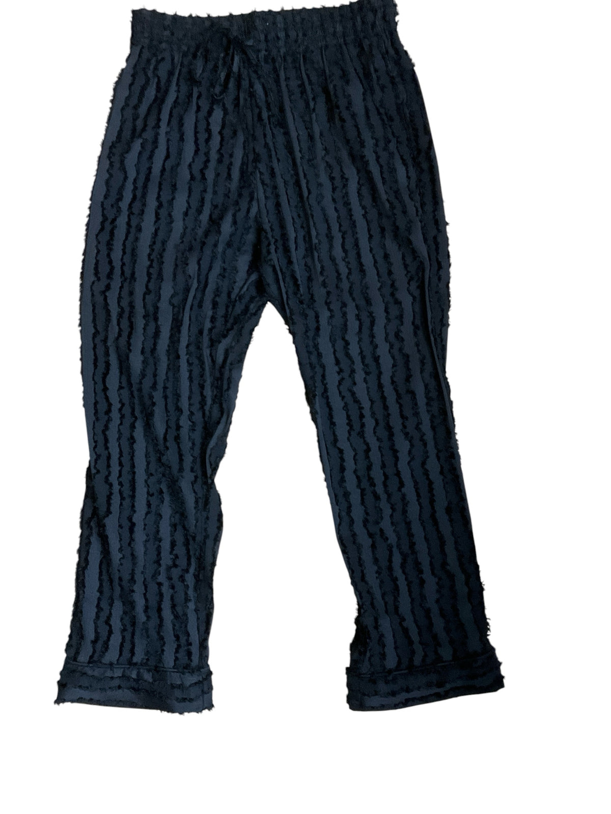 BURU Black Frayed Stripe Smocked Waist Cropped Pants Size XS - ONLINE ONLY