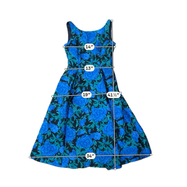 Adrianna Papell Floral Scuba Sheath Dress Size 4 Black Blue Green Sleeveless