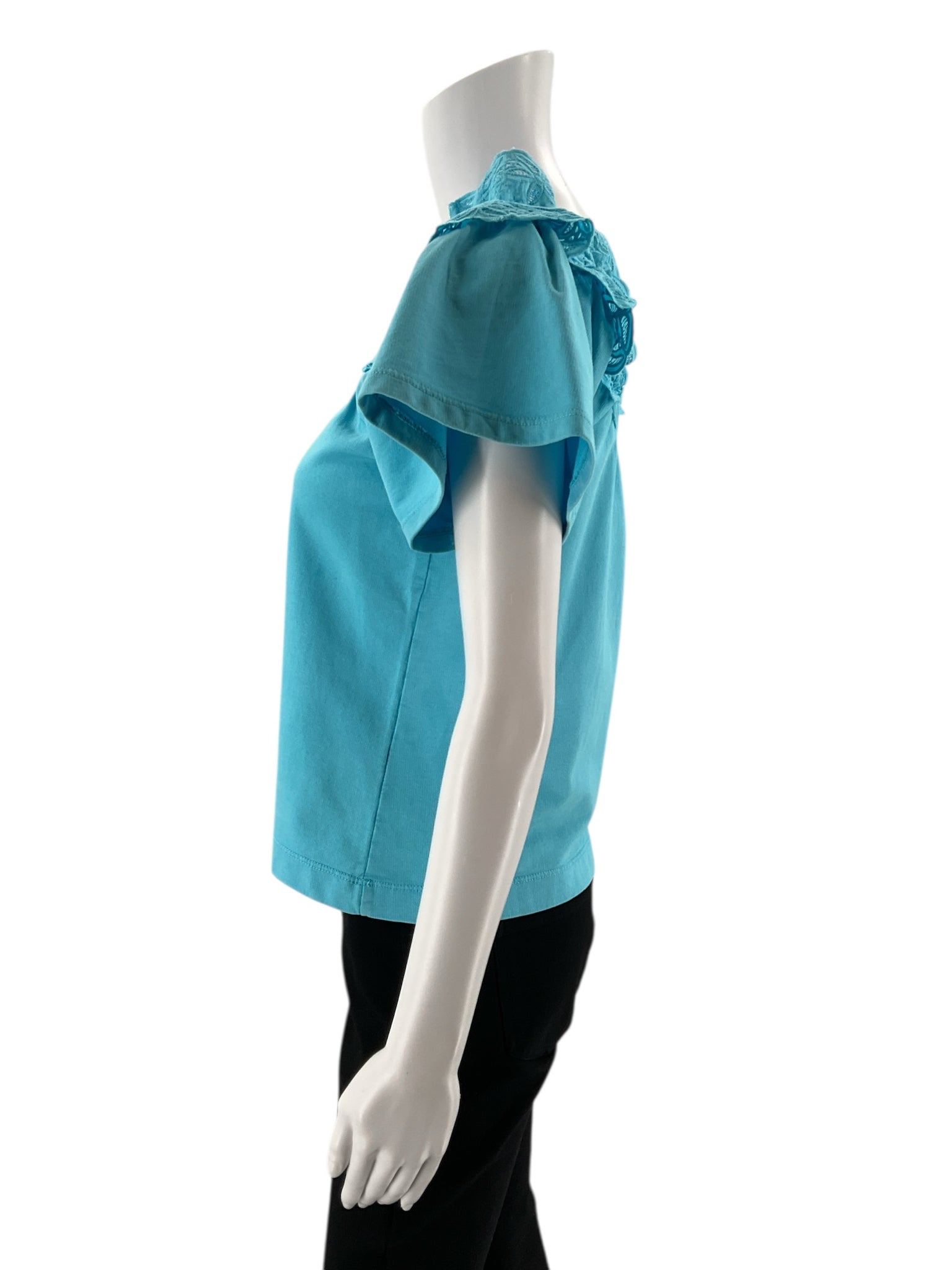 Pilcro - Turquoise Lace Pre-Owned Ladies Casual Top - Size XS - ONLINE ONLY