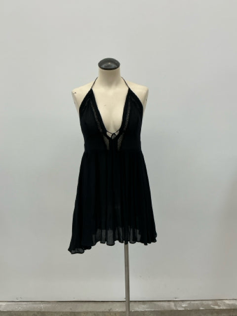 Free People La Nite Black Crochet Halter Mini Dress | Size XS - ONLINE ONLY