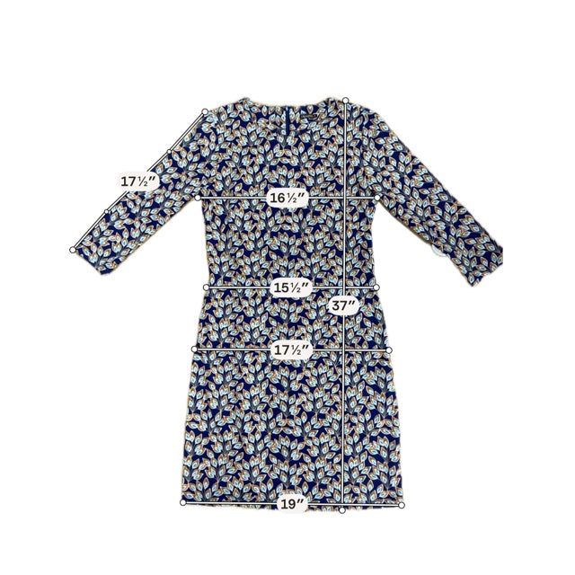 J. McLaughlin Catalina Cloth Leaf Print Sheath Dress Navy Size Medium