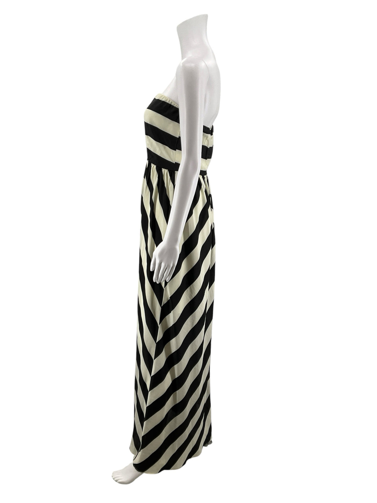 Ya Los Angeles Strapless Striped Maxi Dress Black & Ecru Size Medium - ONLINE ONLY