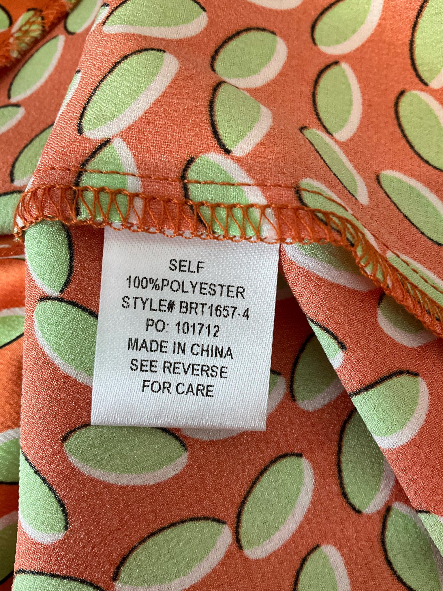 Bailey Rose Geometric Leaf Print V-Neck Blouse Orange Green Size Medium