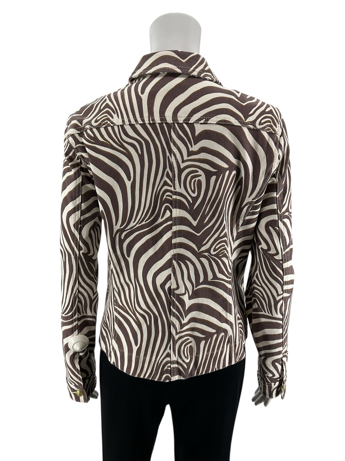 J. McLaughlin Zebra Swirl Print Cotton Stretch Jacket | Size Medium