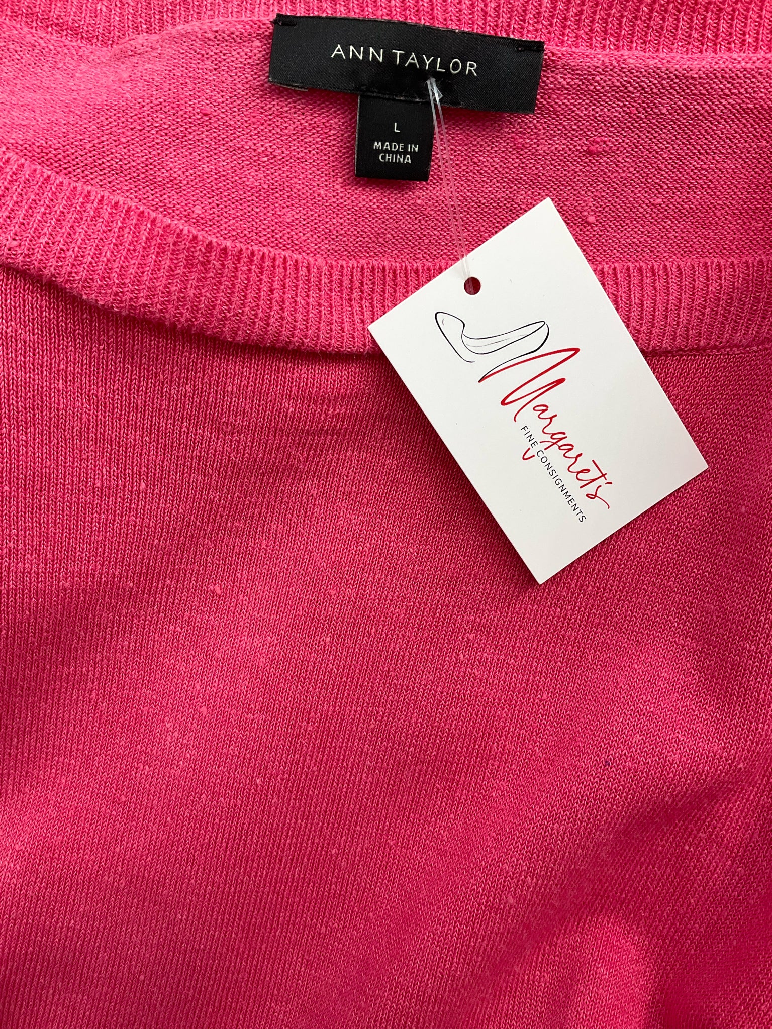 Ann Taylor Heathered Pink Linen Blend Boatneck Top Size Large