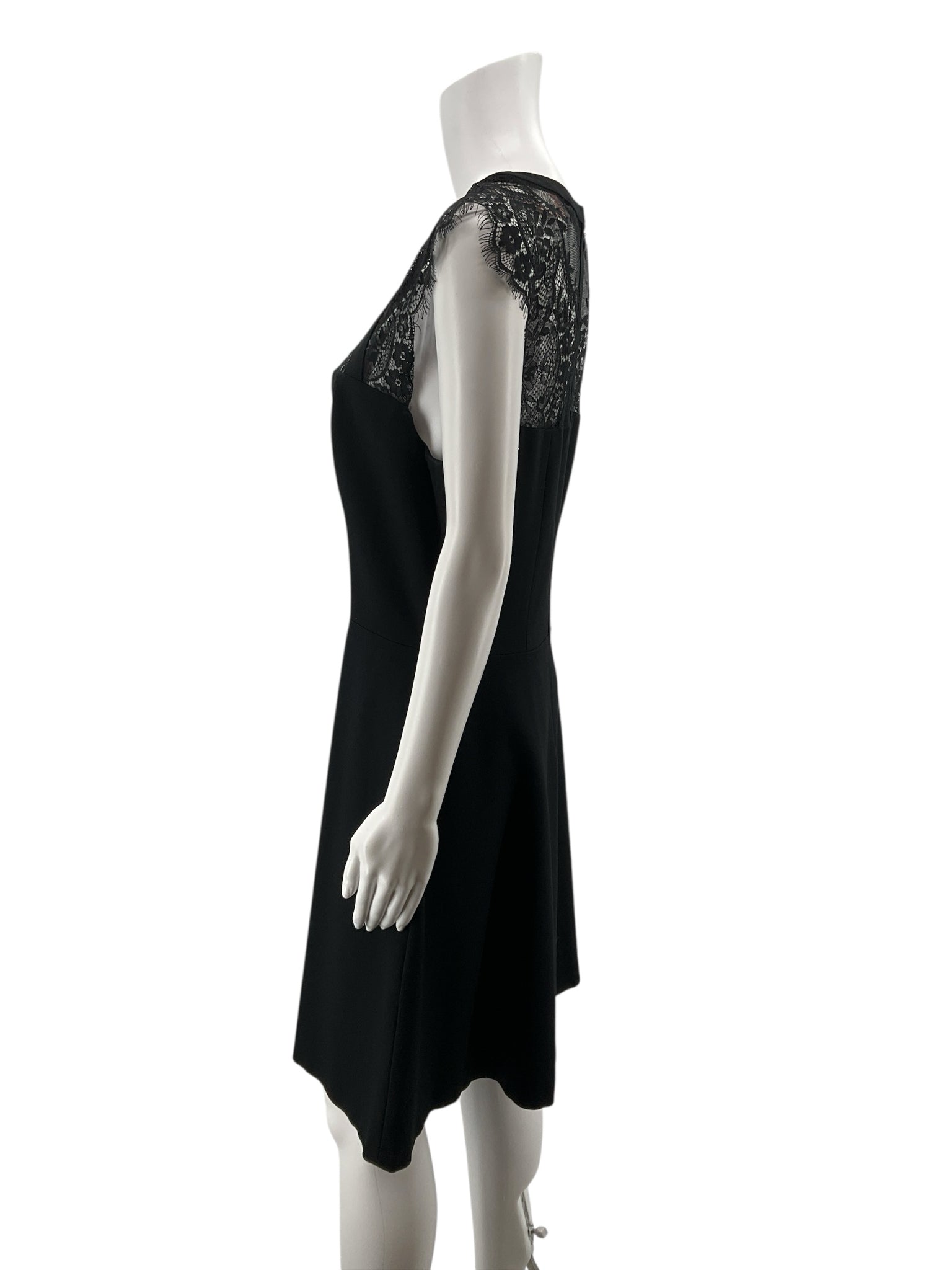 Vince Camuto Black Lace Yoke Sleeveless Cocktail Dress Size 12