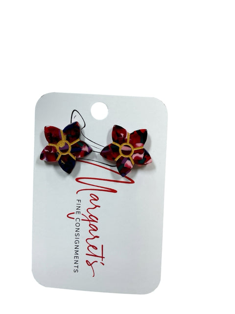 Margaret’s Fine Consignments Colorful Floral Mosaic Stud Earrings