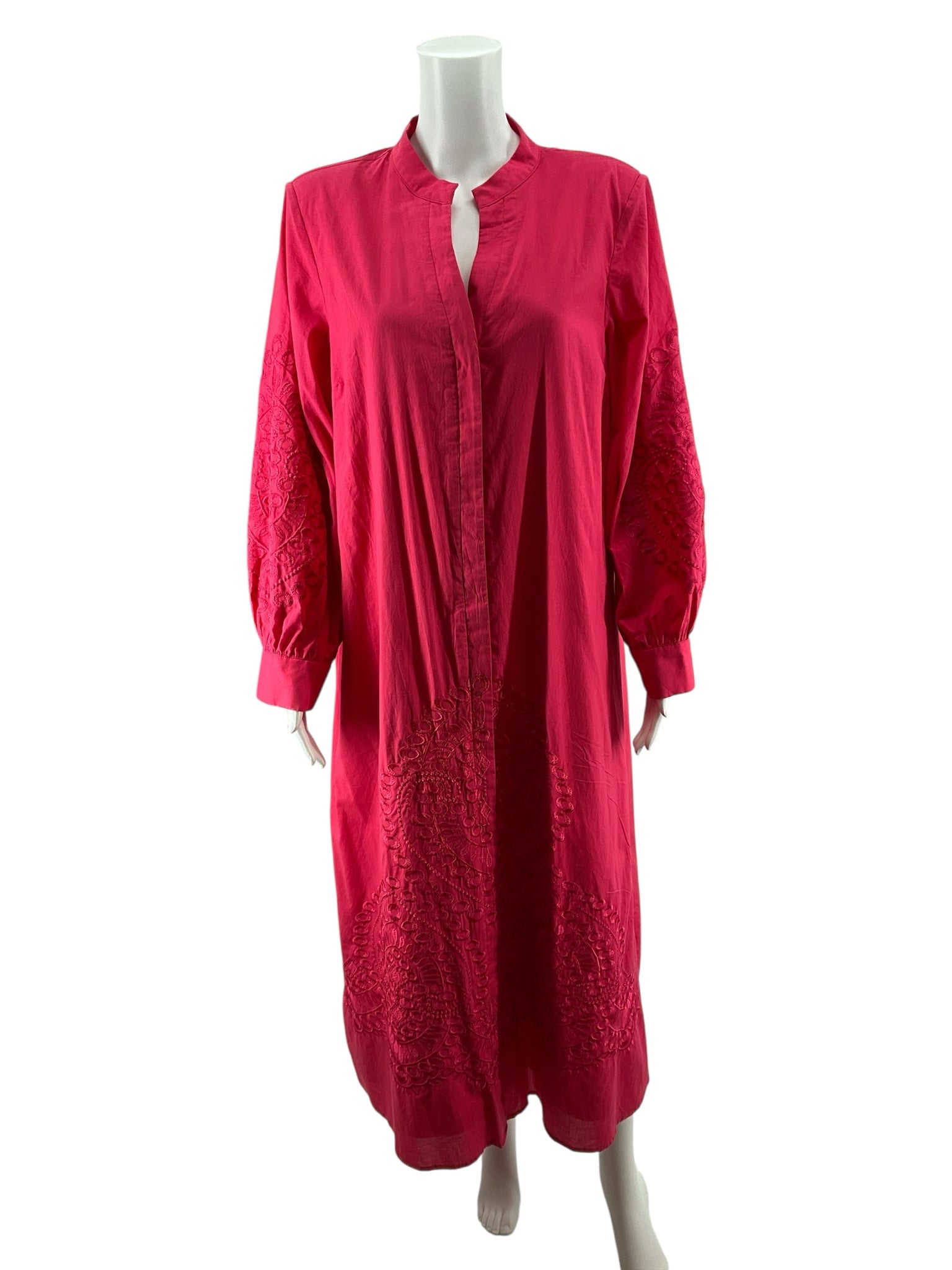 Hyacinth House Pink Maxi Blythe Pink Embroidered Long Sleeve Midi Dress XL - Size XL