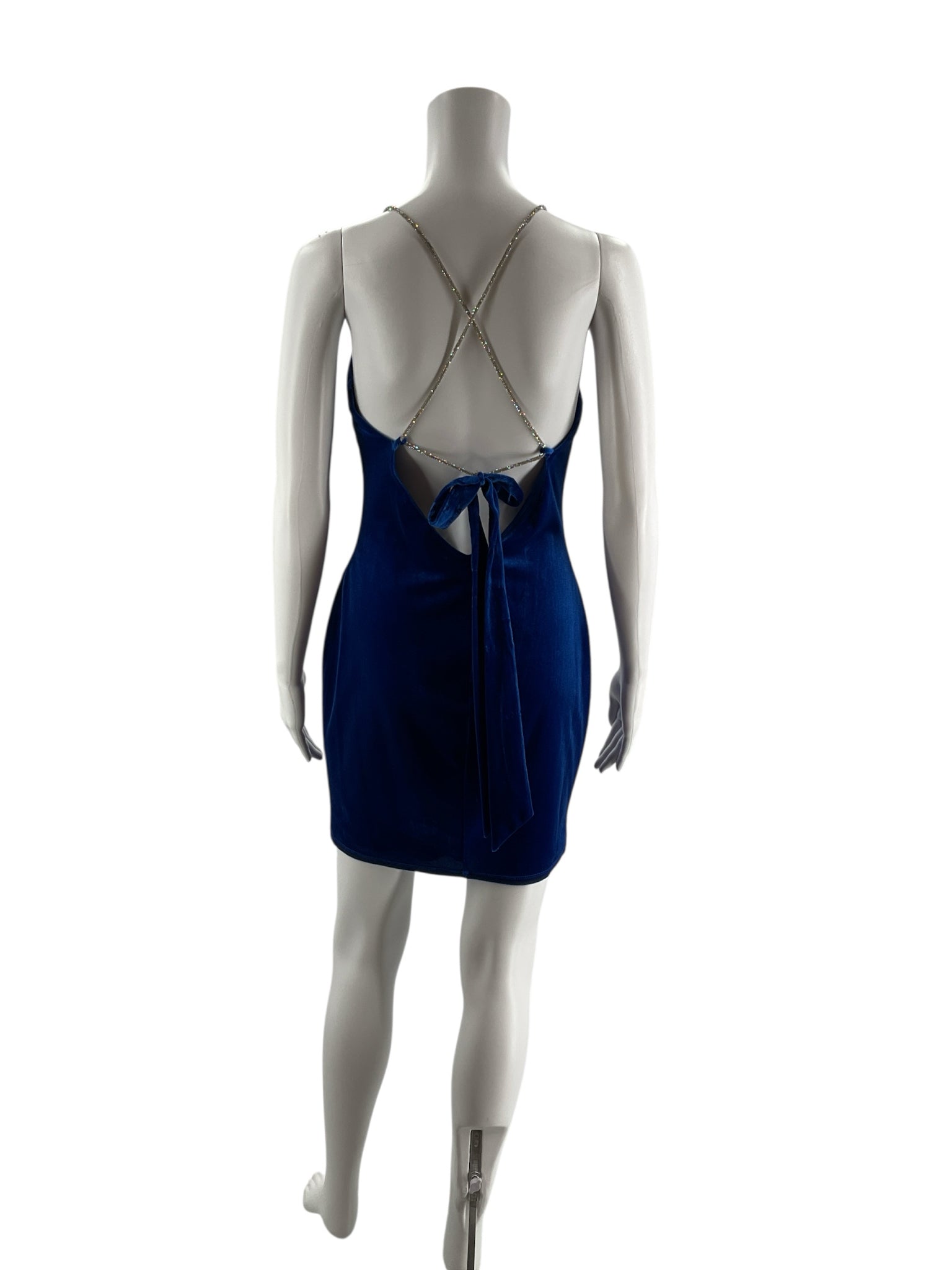 Midnight Doll Blue Velvet Pre-Owned Ladies Dress - Size Medium - Margaret’s Fine Consignment