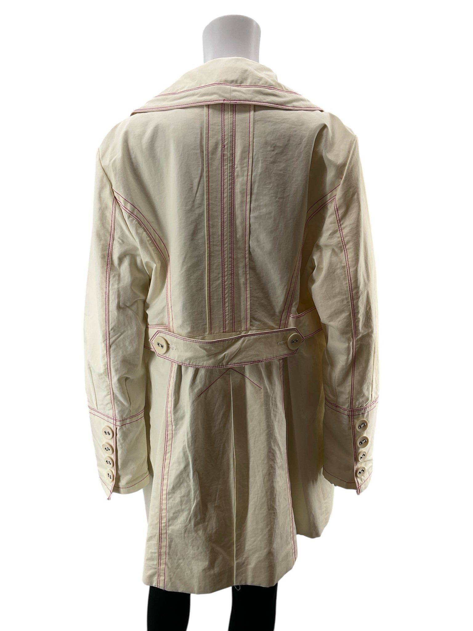Guess Pink Contrast Stitch Classic Trench Coat Jacket Womens Size XL
