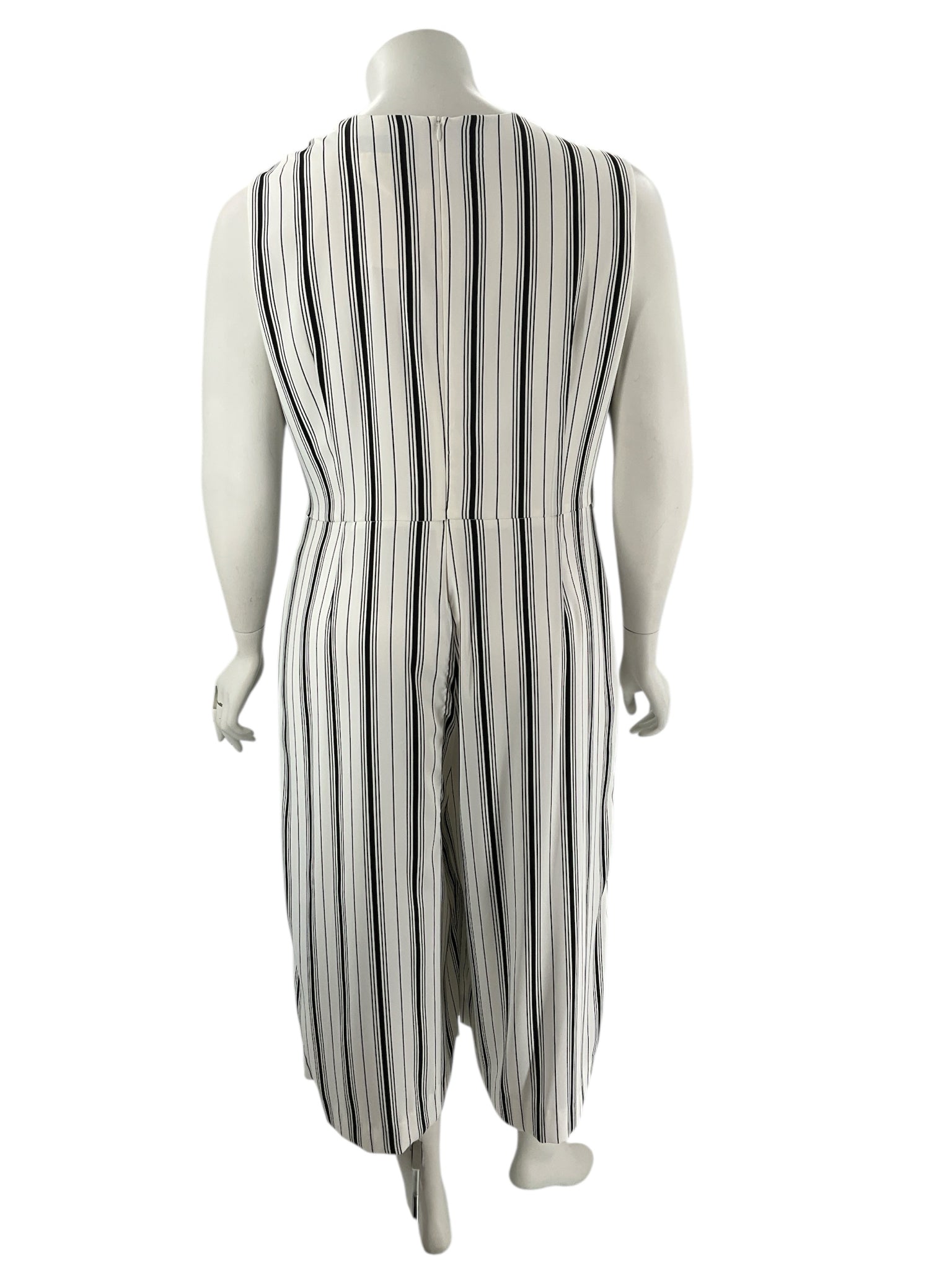 Joseph Ribkoff White/Black Stripe Pre-Owned Ladies Jumpsuit - Size 20 - Margaret’s Fine Consignment