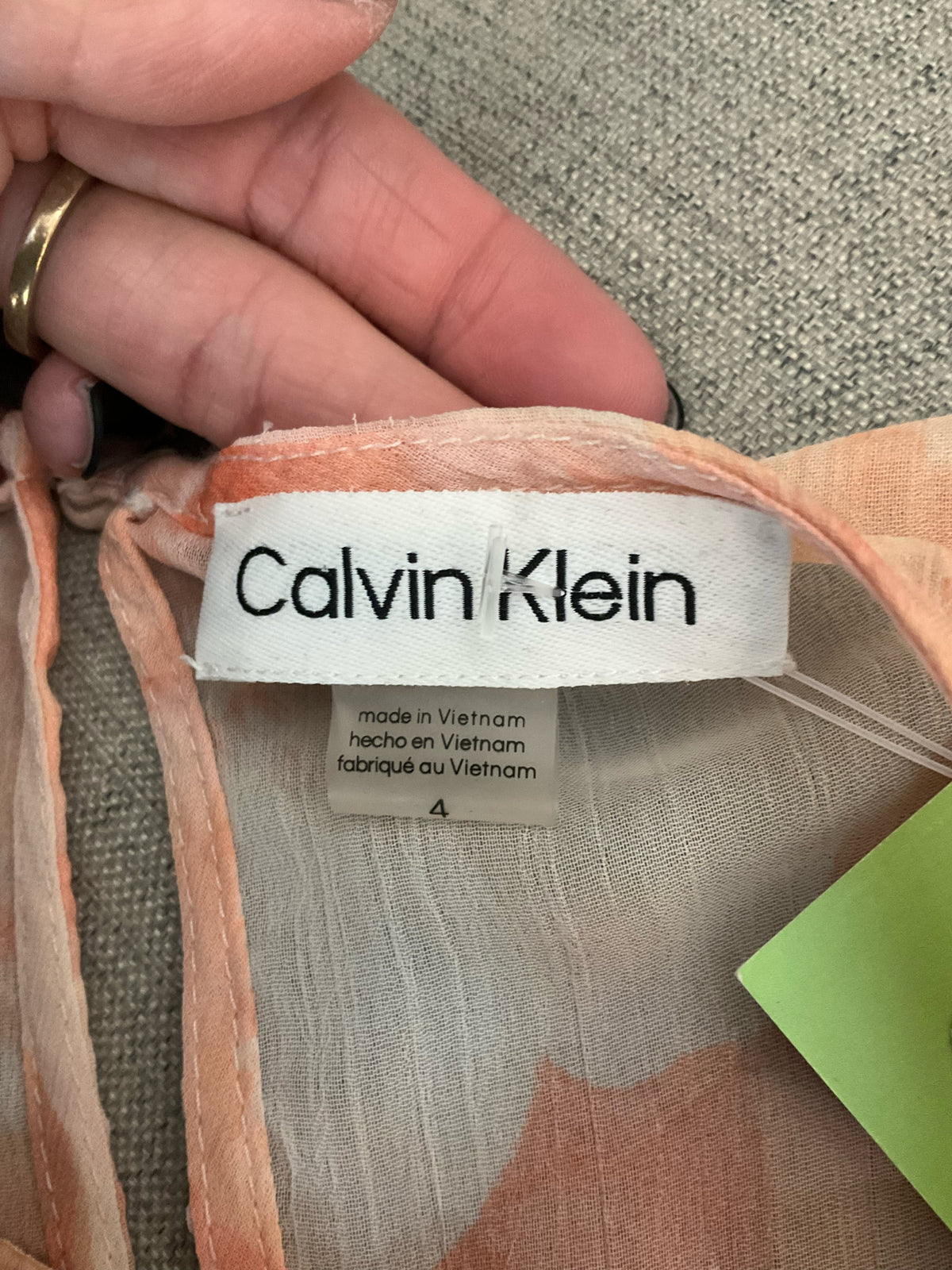 Calvin Klein Peach Floral Tiered Chiffon Midi Dress | Size 4 - ONLINE ONLY