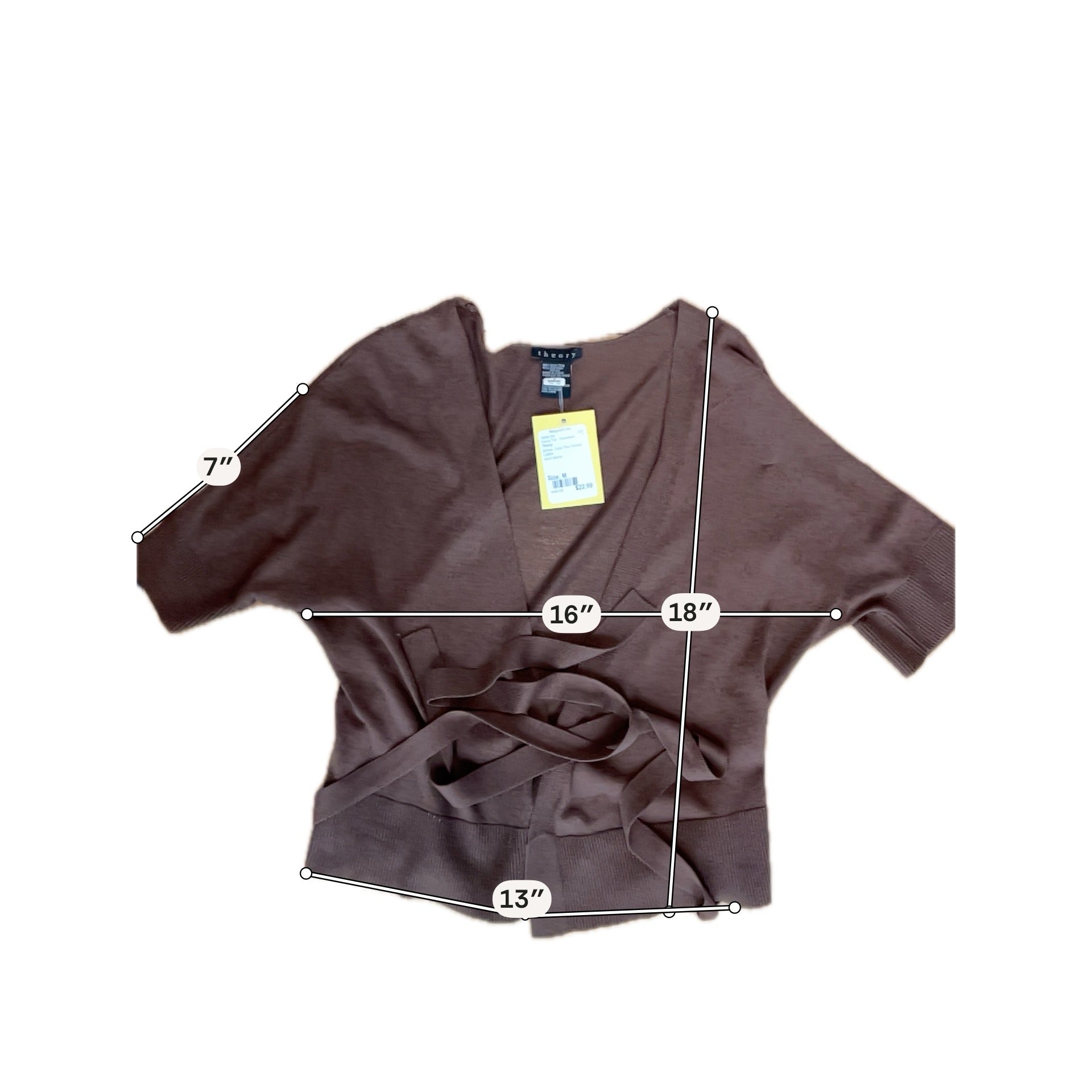 Theory Silk Cotton Blend Dolman Sleeve Wrap Top Brown Size Medium
