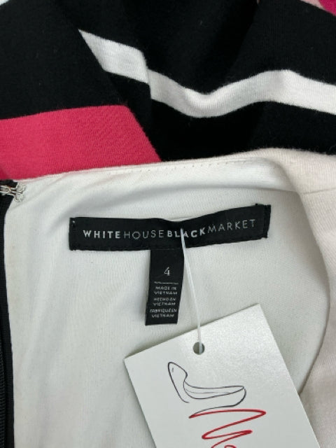White House Black Market Striped Sheath Dress Navy Pink White Size 4 - ONLINE ONLY