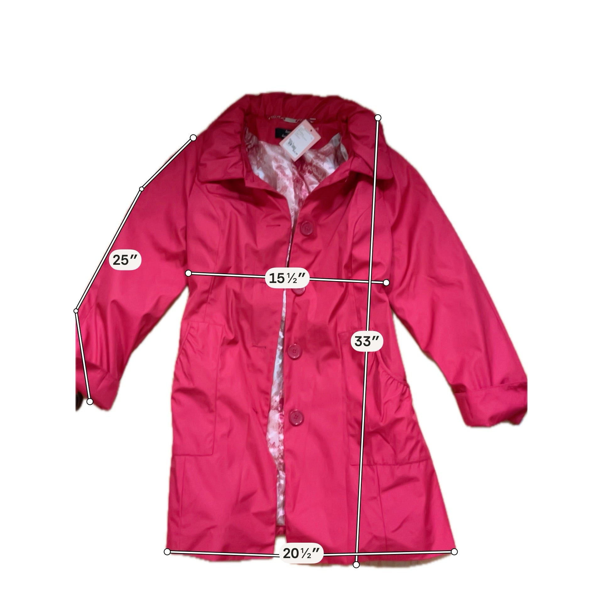 Dennis Basso Cherry Red Trench Coat Jacket Ruched Collar Belted Size Large