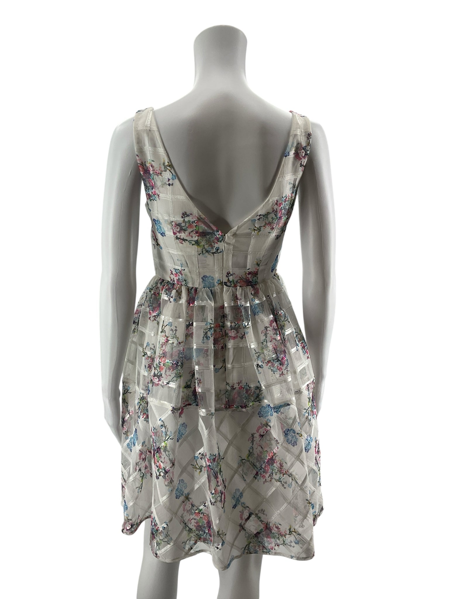 Maeve by Anthropologie Taffina Floral Grid Overlay Dress Size 0
