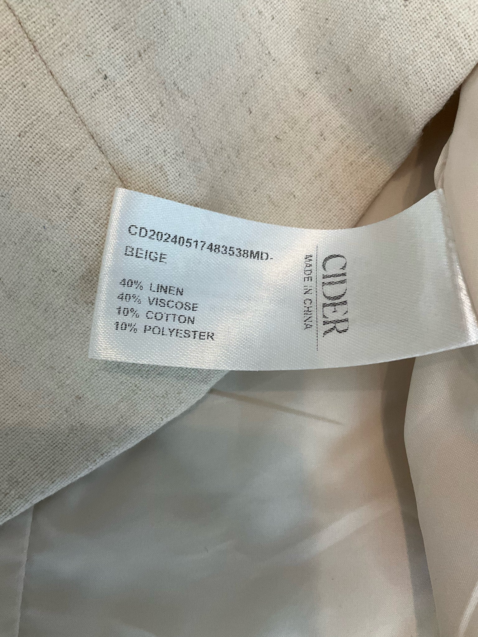 Cider Beige Linen Blend Button Front Cami Mini Dress Size Small