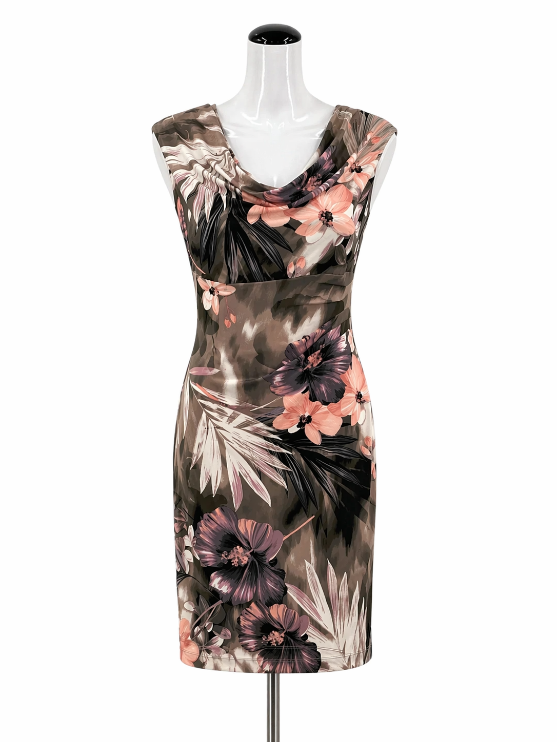 Connected Apparel mauve/purple Sheath Mauve/Purple Floral Pre-Owned Ladies Dress - Size 4 Petite - Size 4P