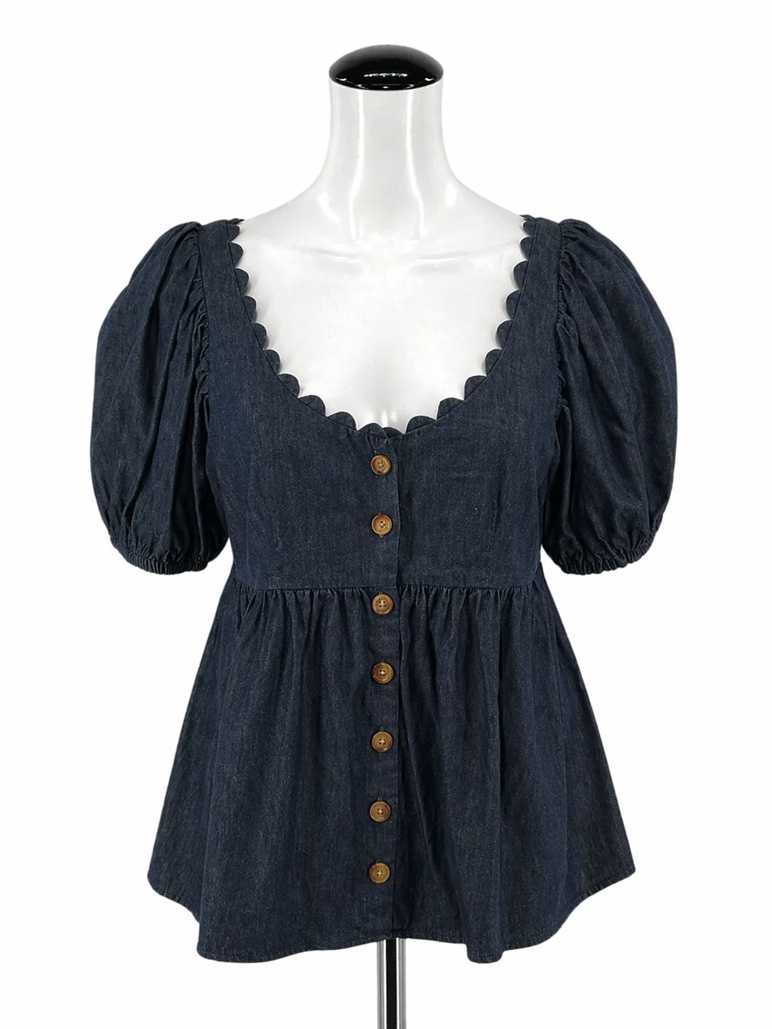 Kika Vargas for Target Blue Peplum Kika Vargas Blue Solid Pre-Owned Ladies Casual Top - Size XS - Size XS