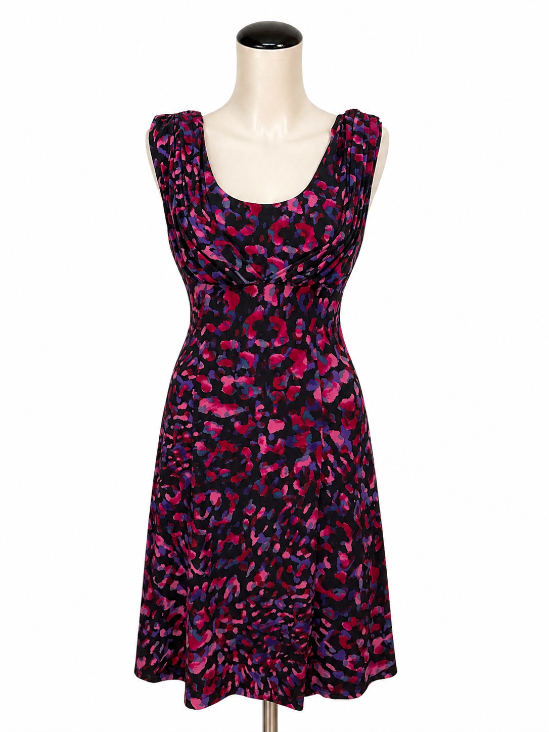 Calvin Klein black/pink/purple A-Line Draped Neck Abstract Animal Print Dress Size 4 - Size 4
