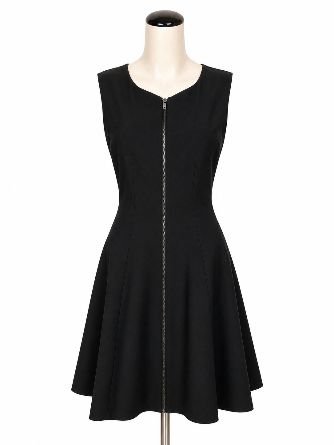 Theory Black Fit and Flare Black Virgin Wool Front Zip Fit & Flare Dress Size 6 - Size 6