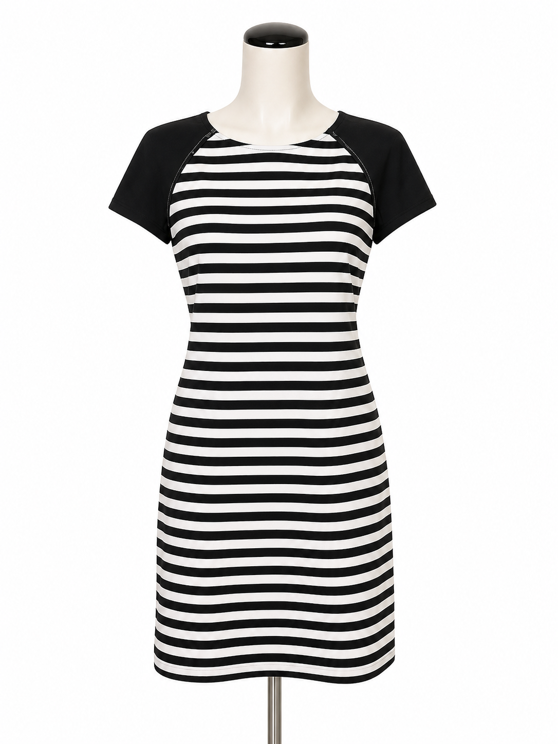 MK black/white Dress Michael Michael Kors Black & White Striped Raglan Sleeve Shift Dress Size 6 - Size 6
