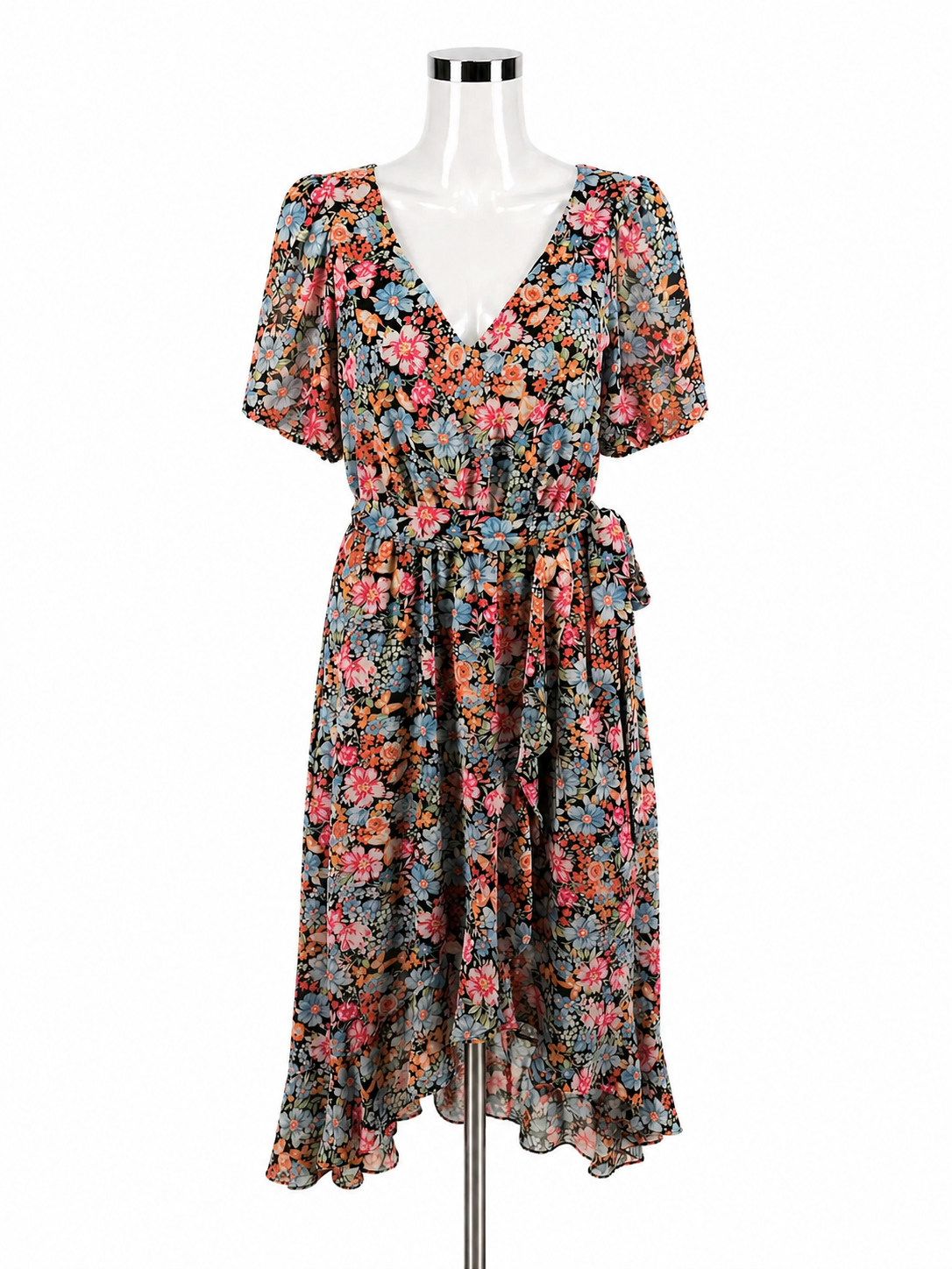 midi floral dress size 4 INC blue/pink/orange Pre-Owned Ladies – Margaret's Fine Consignment Colour:Classic Navy Straight Neck Cute A Line Tulle Listicle Womens Flower Fields