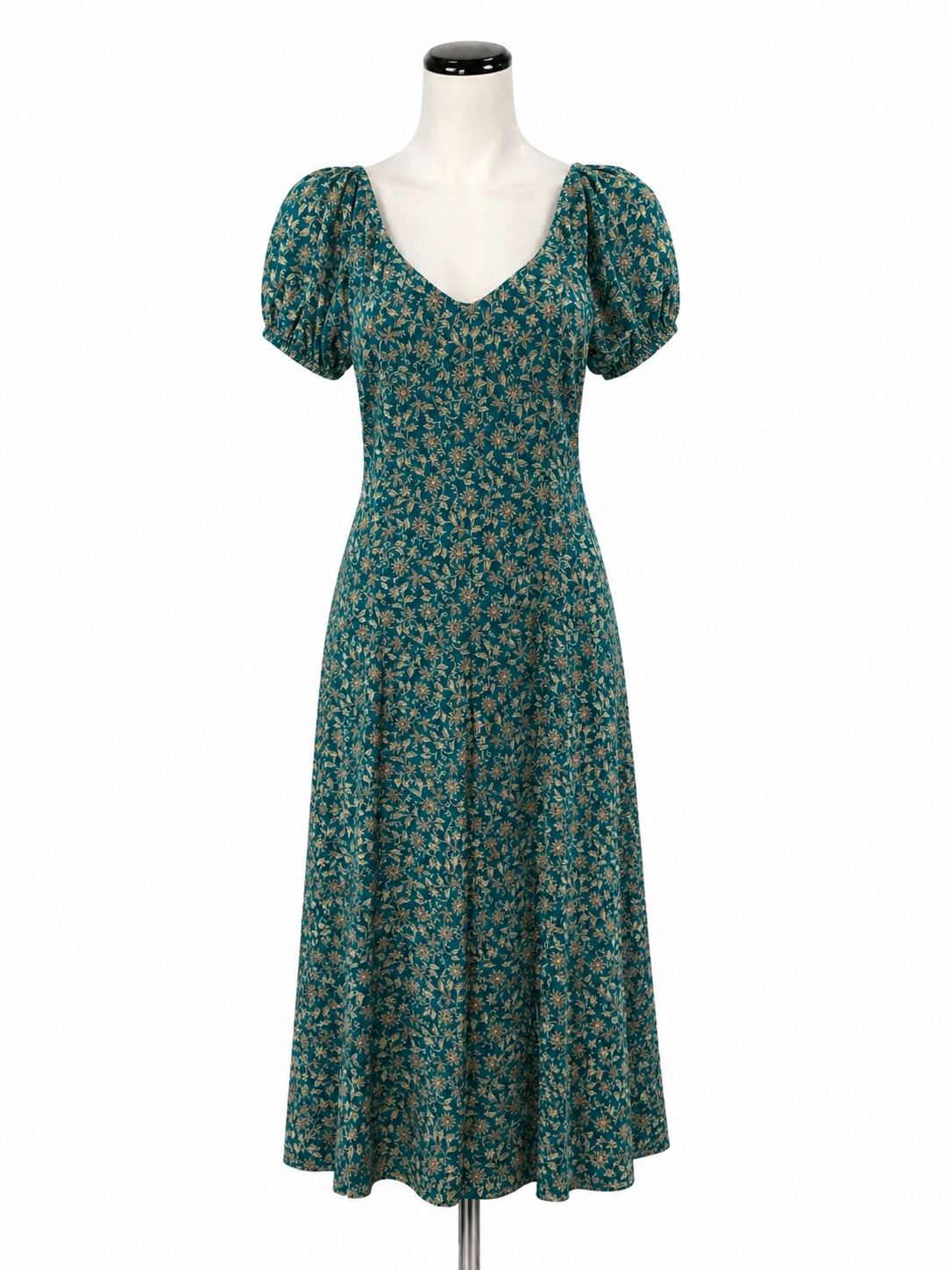 Madewell Floral Smocked-Back Maxi Dress Teal Tan