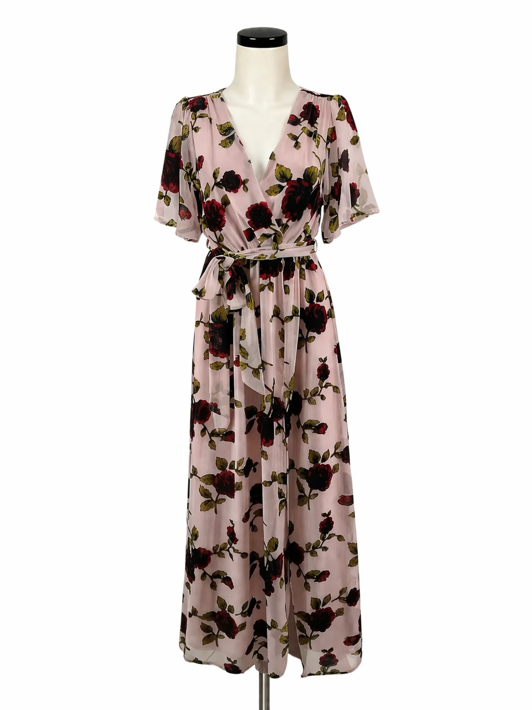 Baltic Born Lydia Floral Velvet Wrap Maxi Dress Size Small NWT