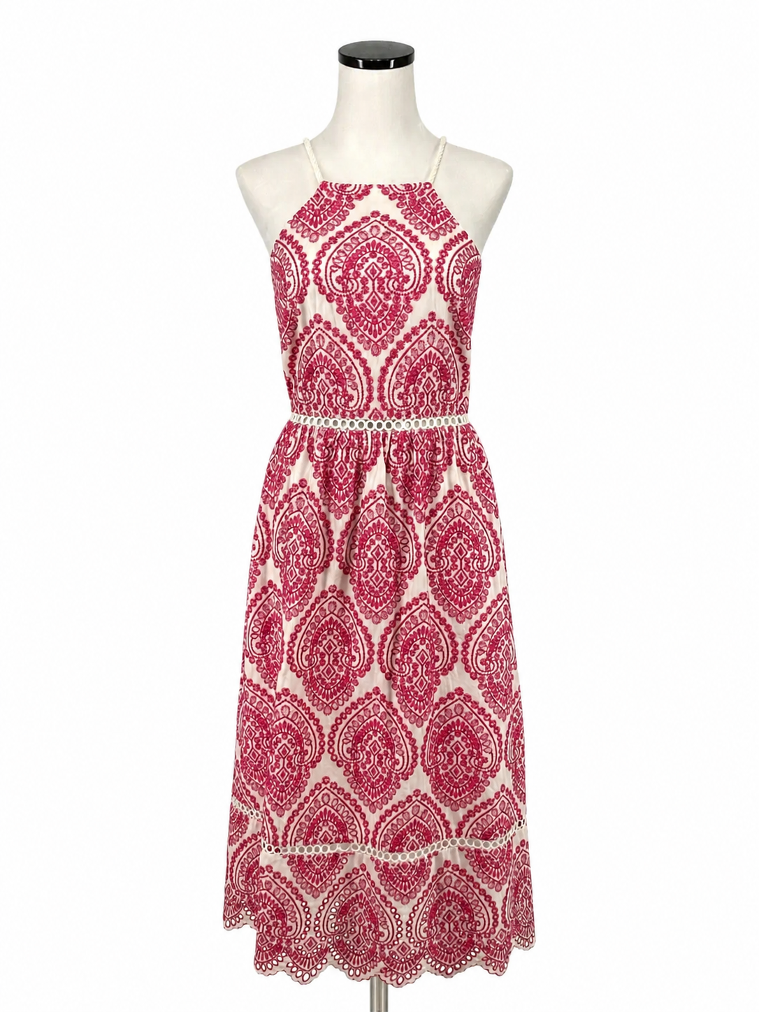 Adelyn Rae white/pink Maxi Lola Halter Eyelet Dress White Pink Size Small - Size S