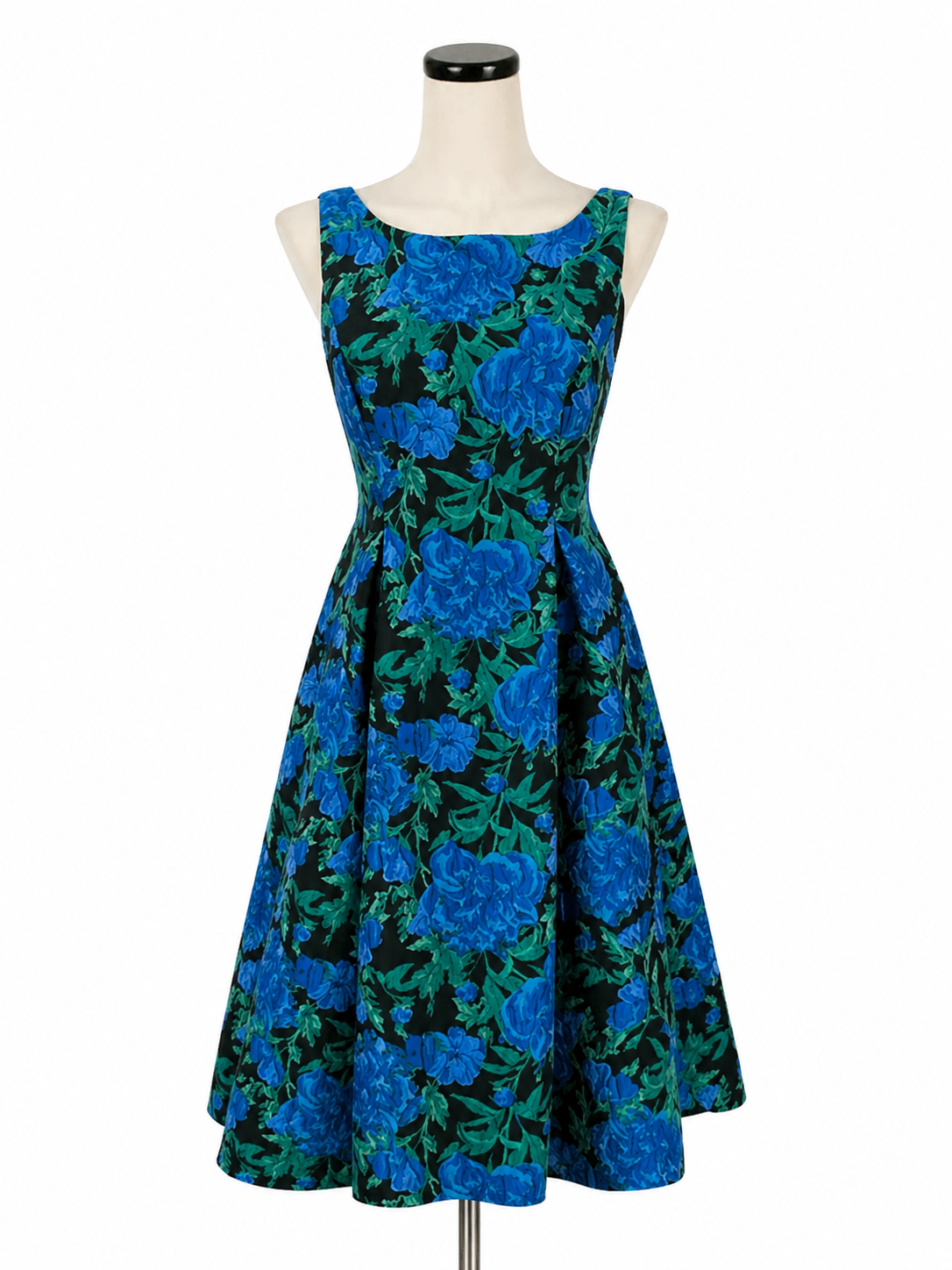 Adrianna Papell Floral Scuba Sheath Dress Size 4 Black Blue Green Sleeveless