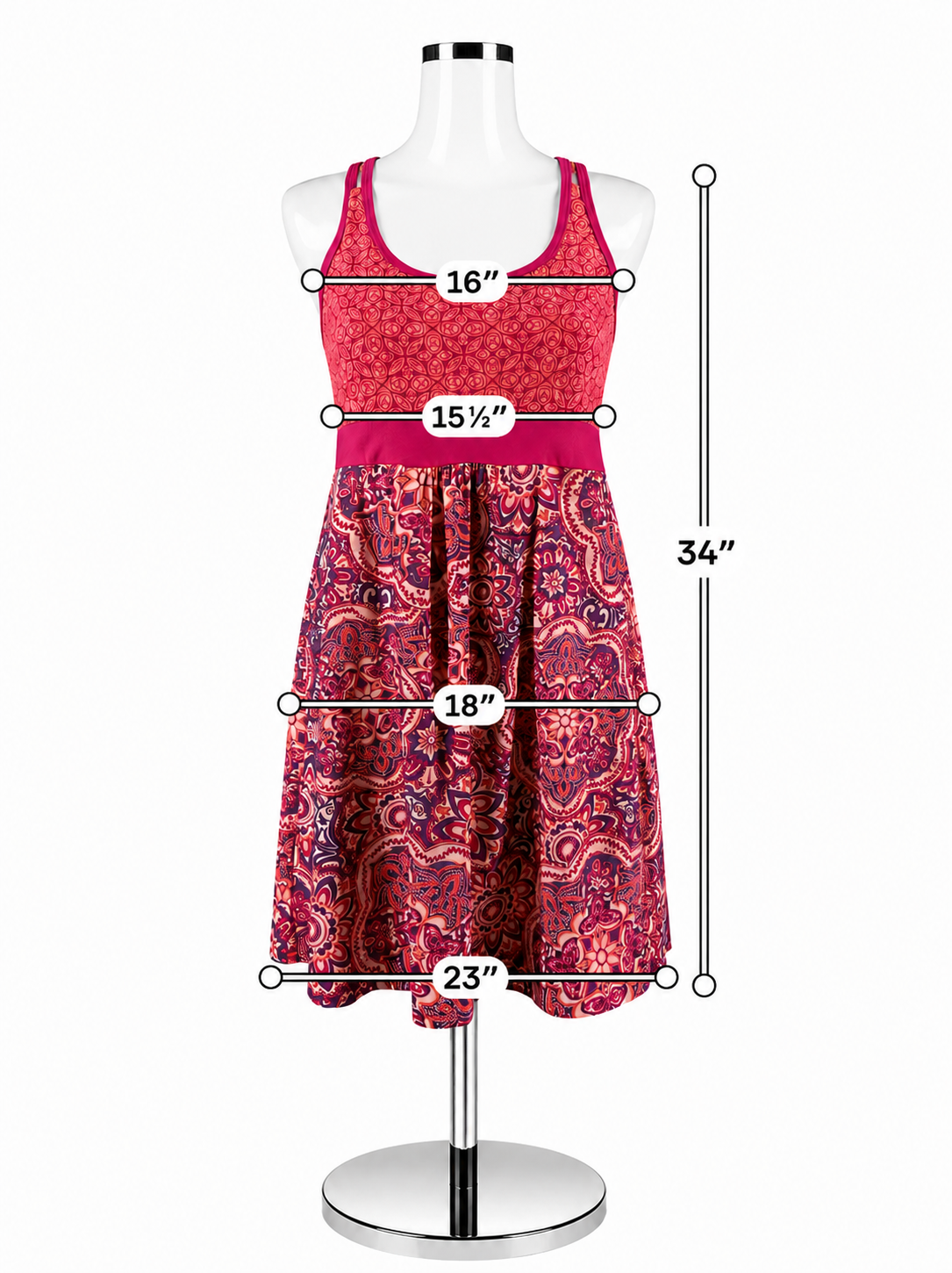 Tehama Pink/Orange Print Pre-Owned Ladies Dress - Size Small - ONLINE ONLY