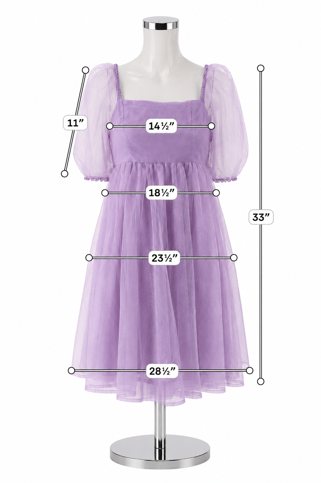 TCEC Lavender Puff Sleeve Babydoll Mini Dress Size Small - ONLINE ONLY