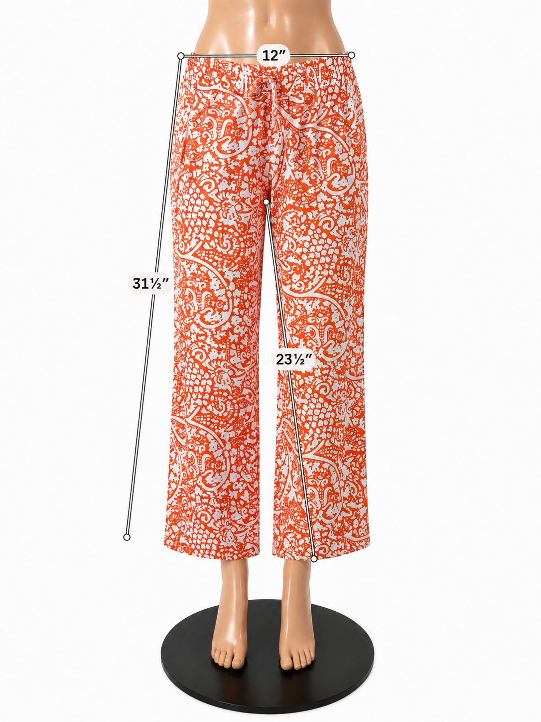 Ann Taylor Orange & White Paisley Linen Blend Pull-On Cropped Pants | 2P - ONLINE ONLY