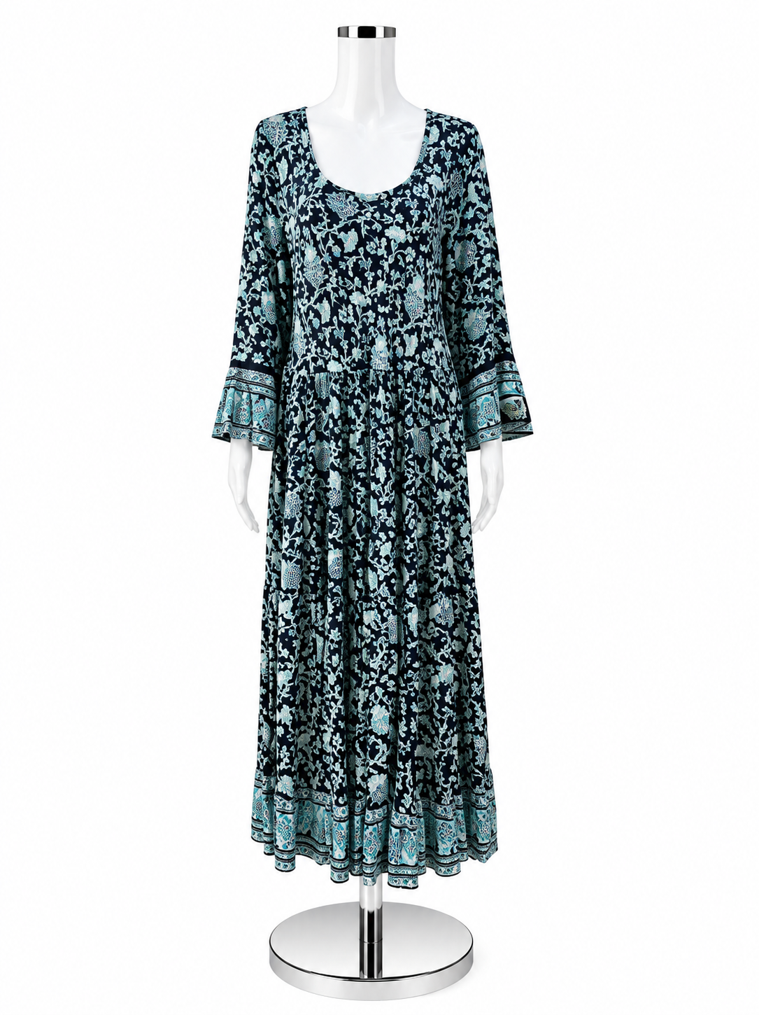 Soft Surroundings Casalina Floral Paisley Maxi Dress Bell Sleeve Boho Size Large - ONLINE ONLY