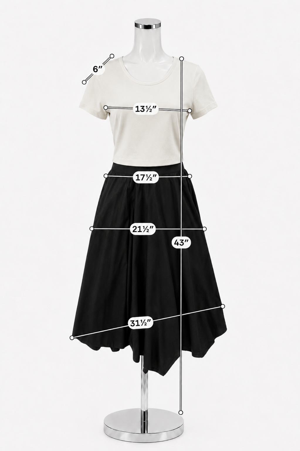 DKNY Colorblock Tie-Waist Midi Dress White Black Asymmetrical Hem Size Small - ONLINE ONLY