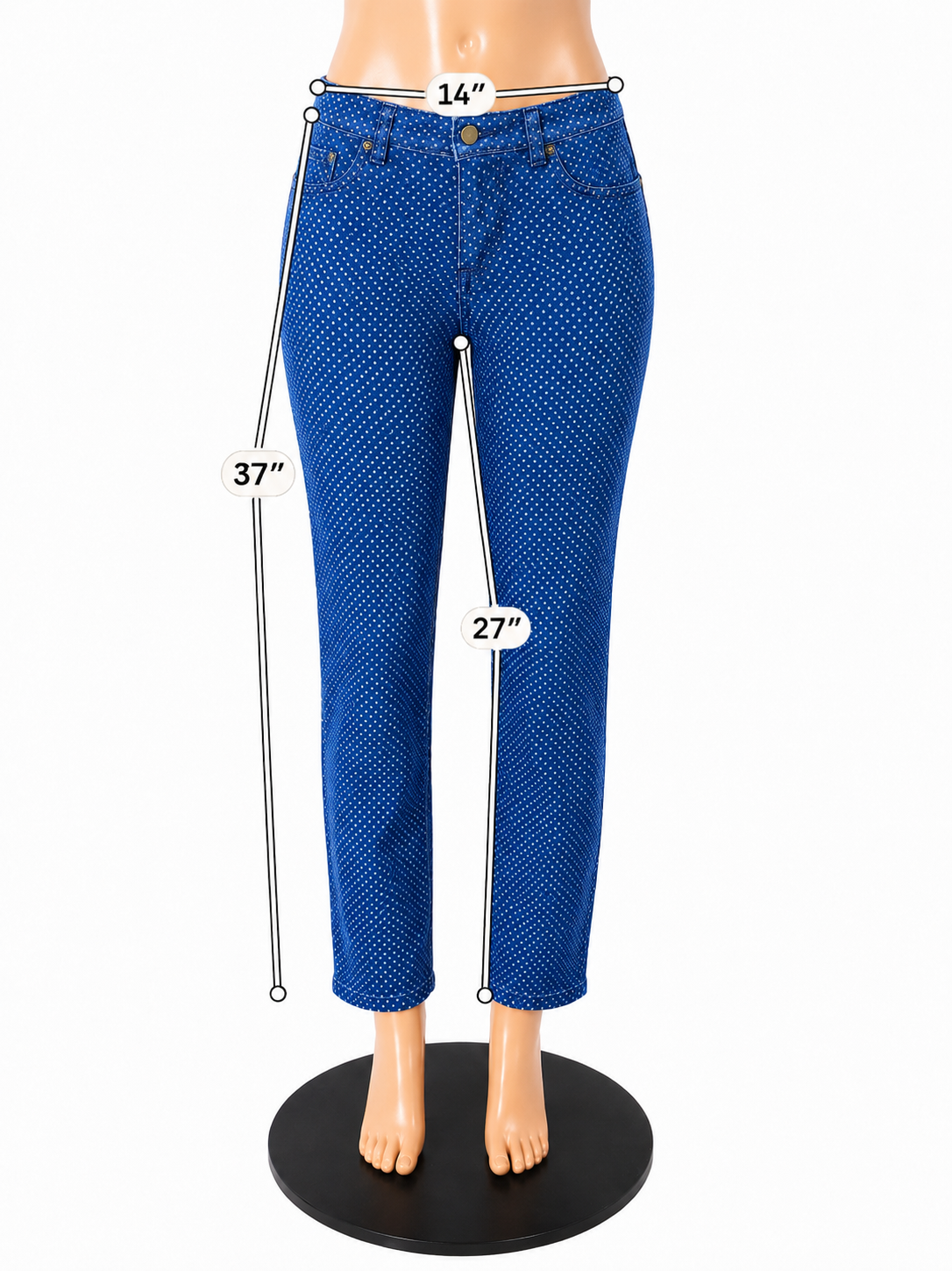 Michael Kors Skinny Fit Dot Jacquard Jeans Blue Stretch Mid Rise Size 4 - ONLINE ONLY