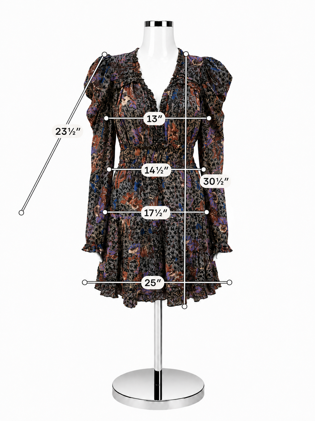 Ulla Johnson Ambre Floral Ruffle Mini Dress Size 6 Rust Purple