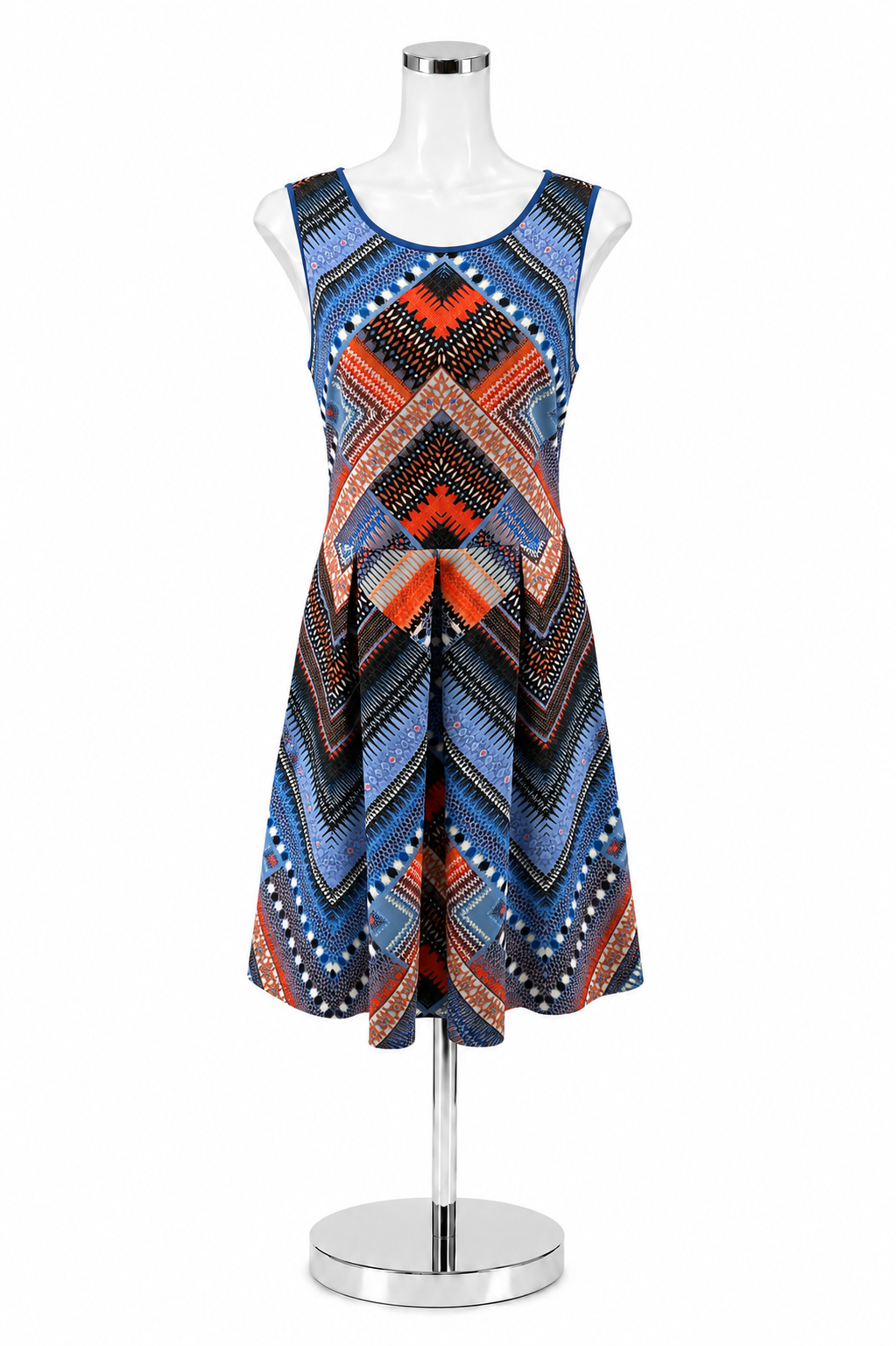 Liz Claiborne Geometric Chevron Print A-Line Sleeveless Dress Size 12