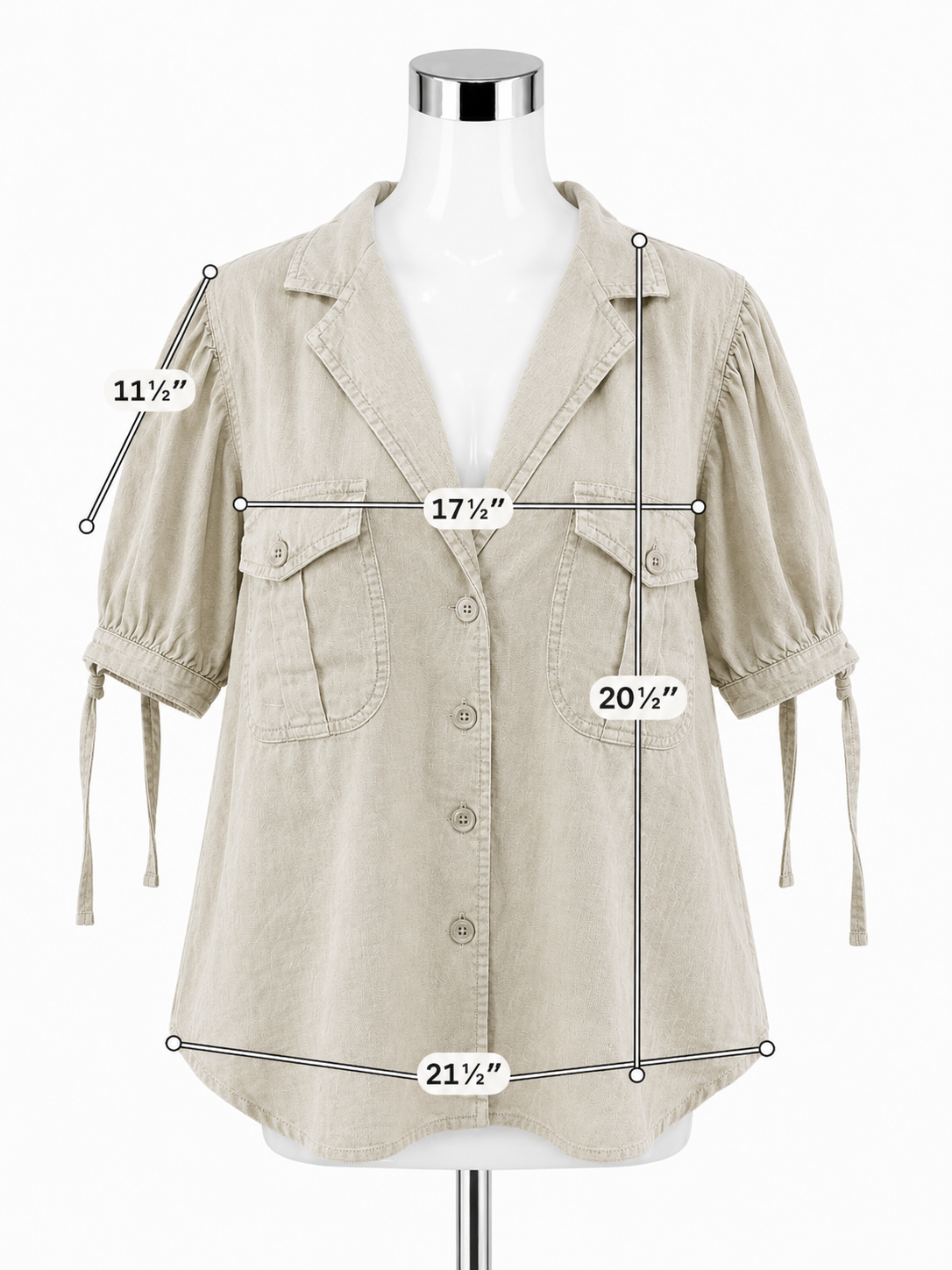 Banana Republic Linen-Blend Puff-Sleeve Utility Shirt Sage Green Size Medium - ONLINE ONLY